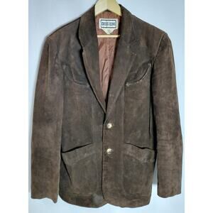 CHESS KING Genuine Leather Blazer Solid Long Sleeve Men Size 44-See Measurements